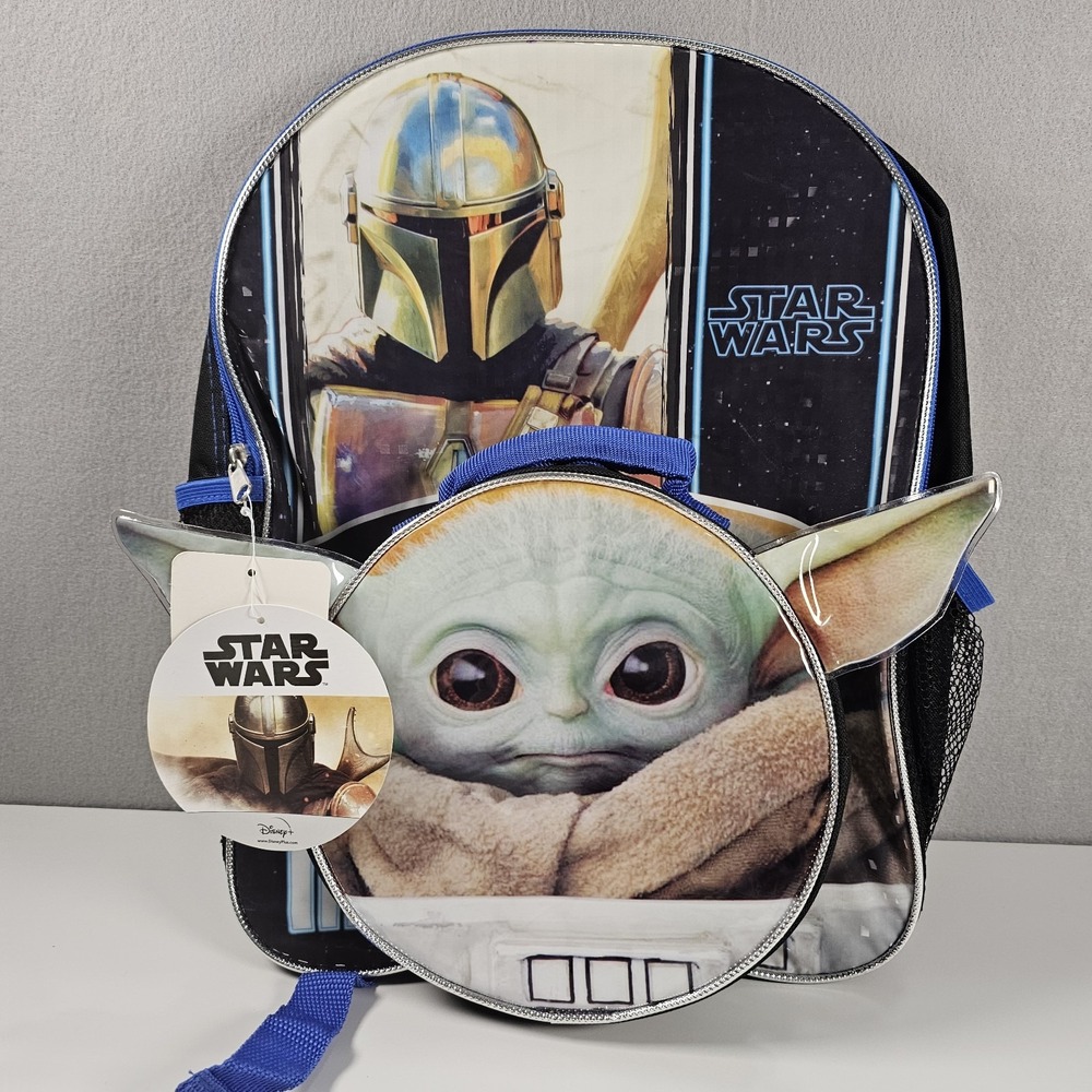 Star Wars Mandalorian Grogu Baby Yoda 16" Backpack Lunch Bag Set NWT
